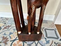 1m Huge Mother and Baby Elephant Hand Carved Wood with Mosaic Inlay