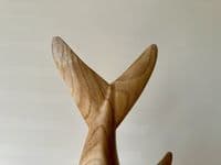 1m Huge Mother and Baby Playful Dolphins Hand Carved Wood Ornament