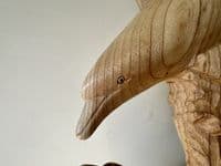1m Huge Mother and Baby Playful Dolphins Hand Carved Wood Ornament