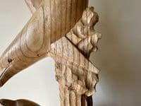 1m Huge Mother and Baby Playful Dolphins Hand Carved Wood Ornament