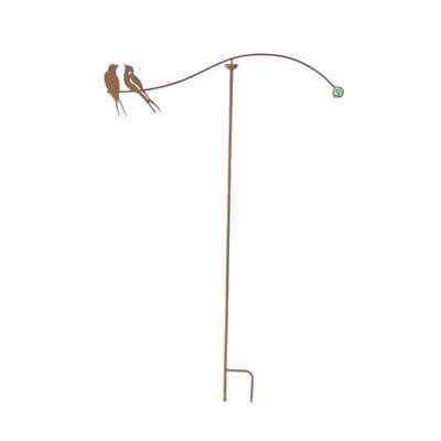 1m Rusty Pair Swallows Metal Garden Spinner Balancer Stake Ornament Decoration