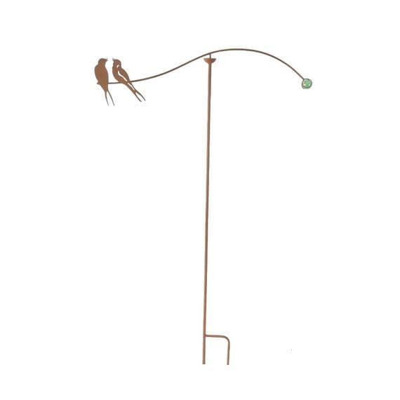 1m Rusty Pair Swallows Metal Garden Spinner Balancer Stake Ornament Decoration