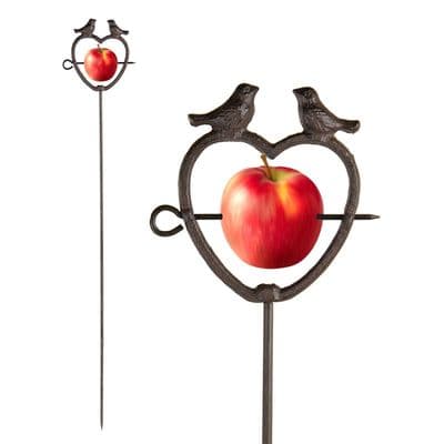 1m Tall Apple Fruit Feeder Plant Garden Stake Heavy Cast Iron Heart Design