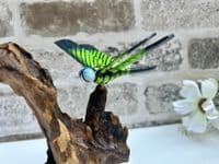 2 Emperor Dragonfly Sculptures on Wooden Driftwood Base Ornament Gift