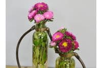 2 Vase Flower Stem Holder Metal & Glass Display Vase Pot Wedding Accessory