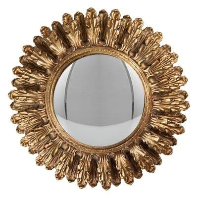 20cm Gold Convex Wall Mirror Décor - Porthole Bubble Style