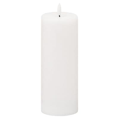 20cm LED Pillar Candle White Real Wax Natural Glow Flame Timer Batteries Inc