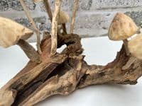 20cm Multi Mushroom on Wooden Coffee Root Ornament Figurine Hand Carved