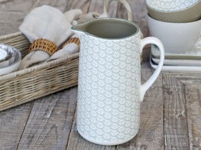 20cm Pattern Jug Vase for Water Wine Flowers - Sage Green Porcelain