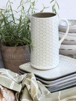 20cm Pattern Jug Vase for Water Wine Flowers - Sage Green Porcelain