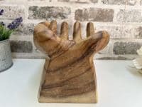 20cm Raised Hand Bowl Teak Wooden Fruit Nuts Jewellery Storage