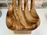 20cm Raised Hand Bowl Teak Wooden Fruit Nuts Jewellery Storage