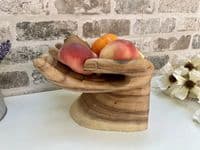 20cm Raised Hand Bowl Teak Wooden Fruit Nuts Jewellery Storage