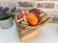20cm Raised Hand Bowl Teak Wooden Fruit Nuts Jewellery Storage