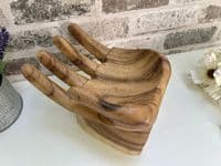 20cm Raised Hand Bowl Teak Wooden Fruit Nuts Jewellery Storage