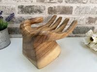 20cm Raised Hand Bowl Teak Wooden Fruit Nuts Jewellery Storage