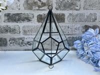 20cm Small Glass Terrarium Plant Holder Diamond Succulent Oddment Candle Display