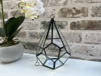 20cm Small Glass Terrarium Plant Holder Diamond Succulent Oddment Candle Display