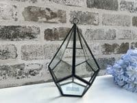 20cm Small Glass Terrarium Plant Holder Diamond Succulent Oddment Candle Display