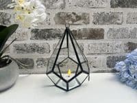 20cm Small Glass Terrarium Plant Holder Diamond Succulent Oddment Candle Display