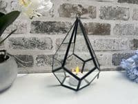 20cm Small Glass Terrarium Plant Holder Diamond Succulent Oddment Candle Display