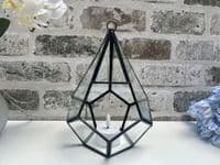 20cm Small Glass Terrarium Plant Holder Diamond Succulent Oddment Candle Display