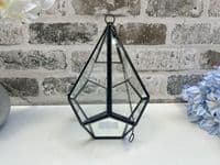 20cm Small Glass Terrarium Plant Holder Diamond Succulent Oddment Candle Display