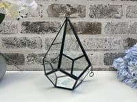 20cm Small Glass Terrarium Plant Holder Diamond Succulent Oddment Candle Display