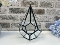 20cm Small Glass Terrarium Plant Holder Diamond Succulent Oddment Candle Display