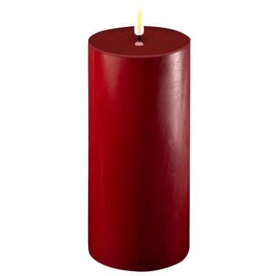 20x10cm LED Candle Athentic Flicker Flame Red Real Wax Candle Pillar Church