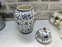 21cm Blue White Ceramic Ginger Jar w/ Lid Storage Ornament Vase Gift