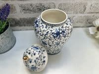 21cm Blue White Ceramic Ginger Jar w/ Lid Storage Ornament Vase Gift