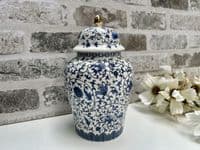 21cm Blue White Ceramic Ginger Jar w/ Lid Storage Ornament Vase Gift