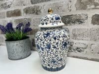 21cm Blue White Ceramic Ginger Jar w/ Lid Storage Ornament Vase Gift