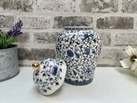 21cm Blue White Ceramic Ginger Jar w/ Lid Storage Ornament Vase Gift