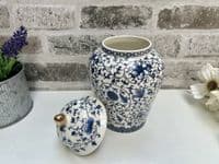 21cm Blue White Ceramic Ginger Jar w/ Lid Storage Ornament Vase Gift