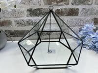 21cm Med Glass Terrarium Plant Holder Diamond Succulents Oddments Candle Display