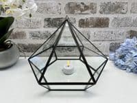21cm Med Glass Terrarium Plant Holder Diamond Succulents Oddments Candle Display