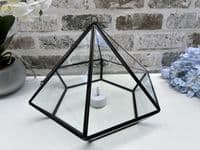 21cm Med Glass Terrarium Plant Holder Diamond Succulents Oddments Candle Display