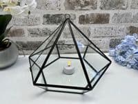 21cm Med Glass Terrarium Plant Holder Diamond Succulents Oddments Candle Display