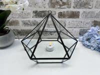 21cm Med Glass Terrarium Plant Holder Diamond Succulents Oddments Candle Display