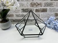 21cm Med Glass Terrarium Plant Holder Diamond Succulents Oddments Candle Display
