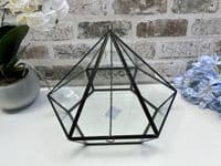 21cm Med Glass Terrarium Plant Holder Diamond Succulents Oddments Candle Display