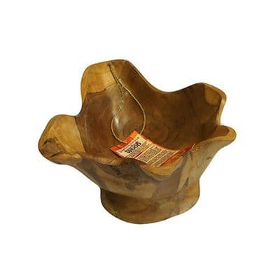 23cm Fingers Hand Carved Teak Root Wooden Bowl Fruits Nuts Pot Pourri Star Shape