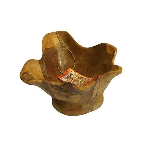 23cm Fingers Hand Carved Teak Root Wooden Bowl Fruits Nuts Pot Pourri Star Shape