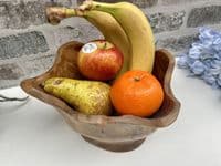 23cm Fingers Hand Carved Teak Root Wooden Bowl Fruits Nuts Pot Pourri Star Shape