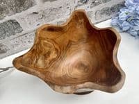 23cm Fingers Hand Carved Teak Root Wooden Bowl Fruits Nuts Pot Pourri Star Shape