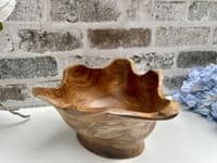 23cm Fingers Hand Carved Teak Root Wooden Bowl Fruits Nuts Pot Pourri Star Shape