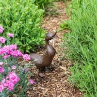 24cm Cast Iron Brown Quacking Duck Garden Home Ornament Figurine