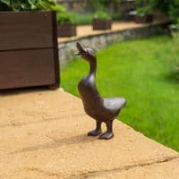 24cm Cast Iron Brown Quacking Duck Garden Home Ornament Figurine